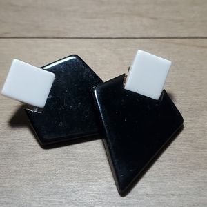 80's Black/White Retro Clip-on Earrings